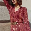 ADAME Print Burgundy Blouse