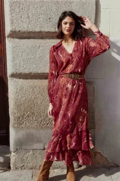 ADAME Print Burgundy Blouse