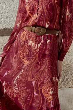 ADAME Print Burgundy Blouse