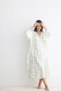 AISHA Print Blue Robe