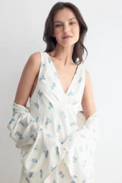 AISHA Print Blue Robe