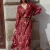 AUDE Print Burgundy Skirt