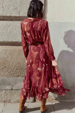 AUDE Print Burgundy Skirt
