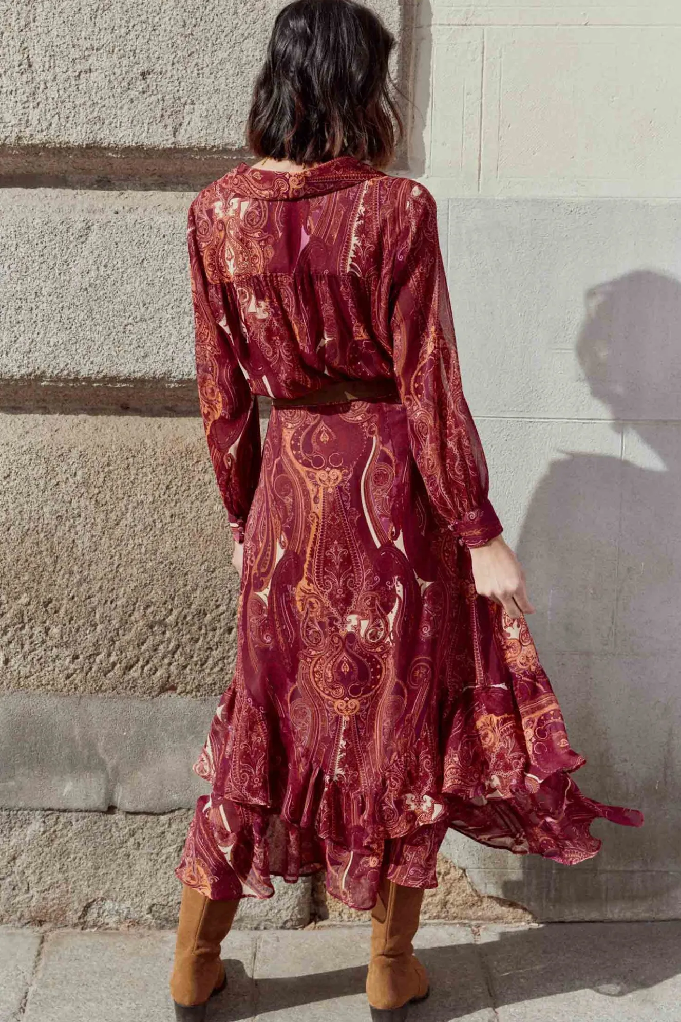 AUDE Print Burgundy Skirt