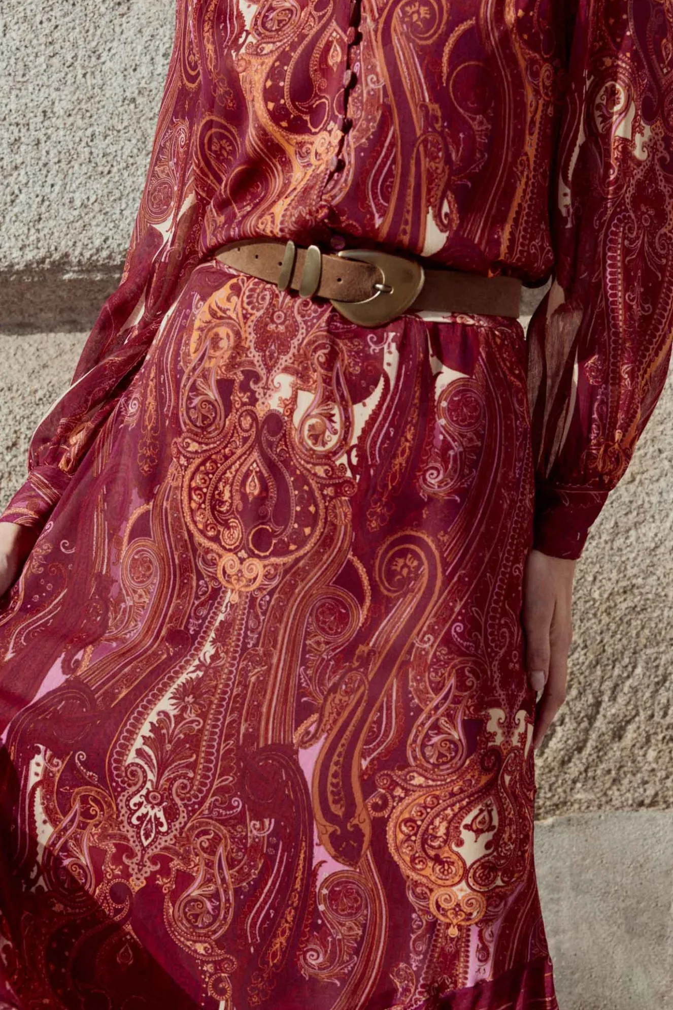 AUDE Print Burgundy Skirt