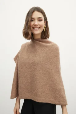 Beige MOHAIR Poncho for Women - BIMANI