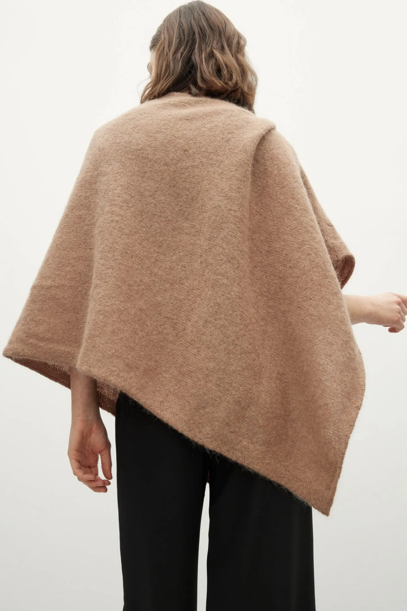 Beige MOHAIR Poncho for Women - BIMANI