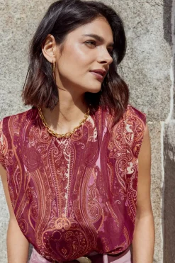 BIRMINGHAM Print Burgundy Blouse