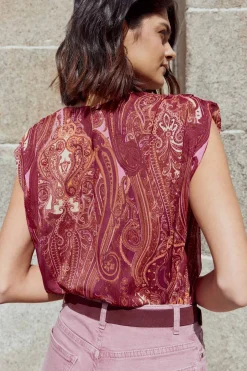 BIRMINGHAM Print Burgundy Blouse