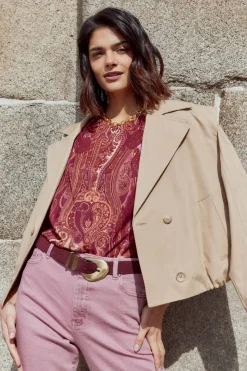 BIRMINGHAM Print Burgundy Blouse