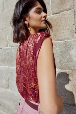 BIRMINGHAM Print Burgundy Blouse