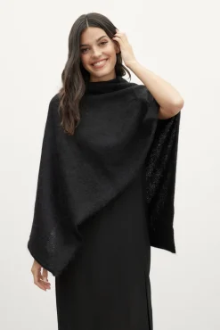 Black MOHAIR Poncho for Women - BIMANI