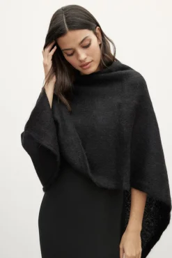 Black MOHAIR Poncho for Women - BIMANI