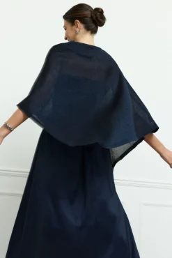 Blue Knitted Poncho for Women - BIMANI