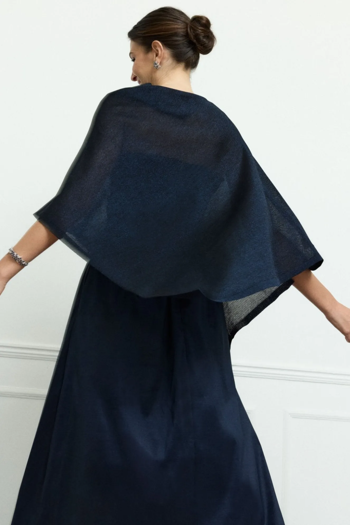 Blue Knitted Poncho for Women - BIMANI