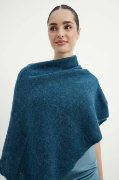 Blue MOHAIR Poncho for Women - BIMANI