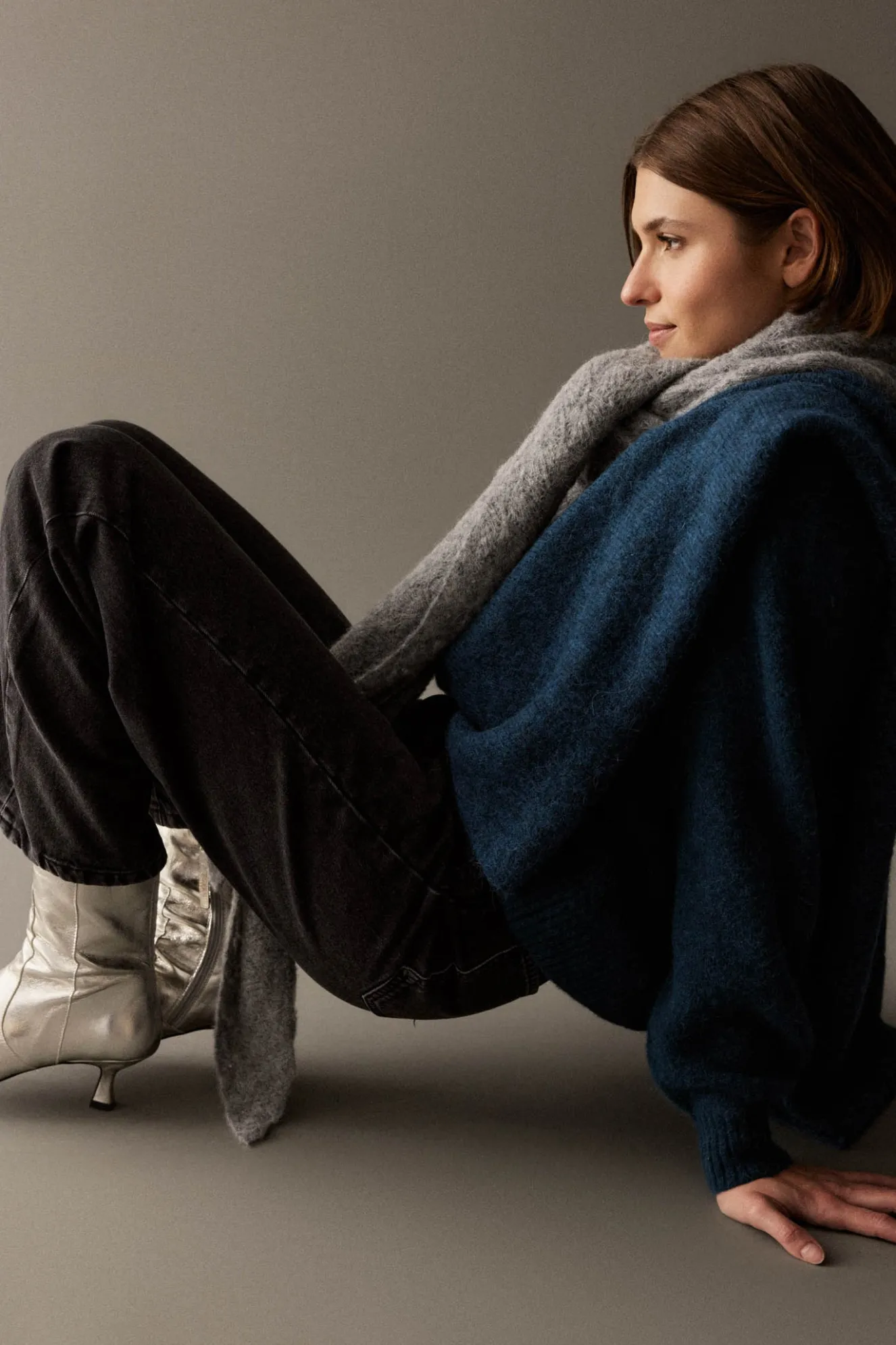 Blue MOHAIR Poncho for Women - BIMANI