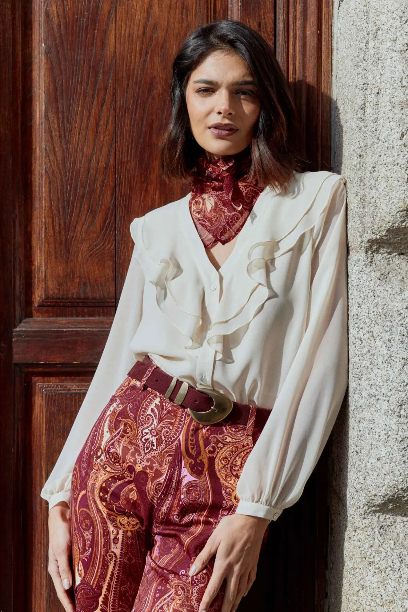 BOTEH Print Burgundy Scarf