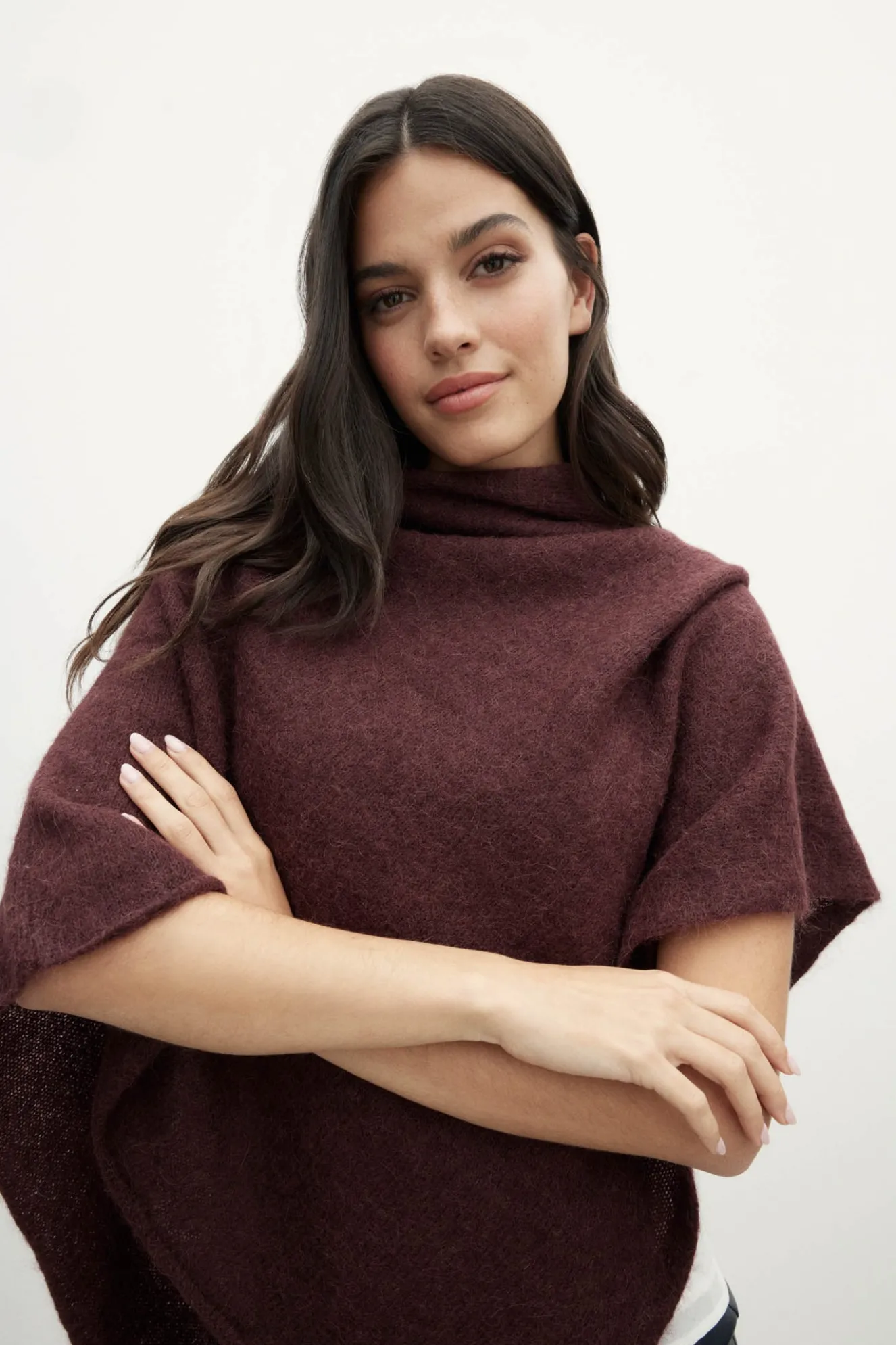 Brown MOHAIR Poncho for Women - BIMANI