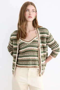 Cardigan GUINEA Emerald Stripes