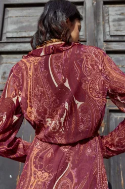 CASSIS Print Burgundy Dress