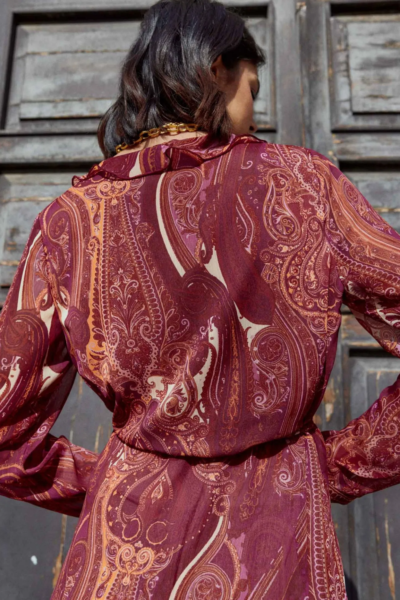 CASSIS Print Burgundy Dress