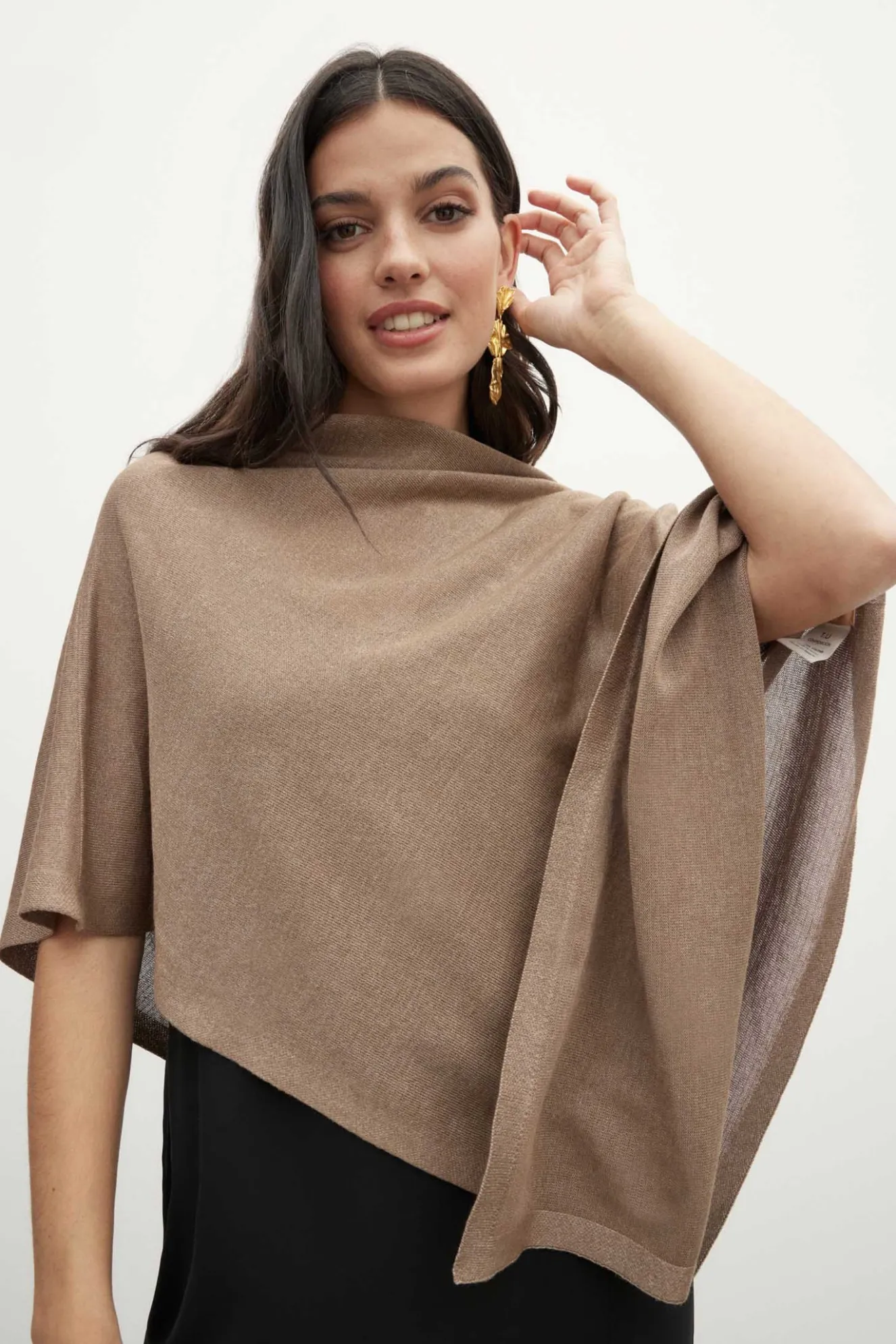 Gold Knitted Poncho for Women - BIMANI