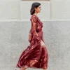 GRASSE Print Burgundy Dress