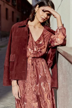 GRASSE Print Burgundy Dress