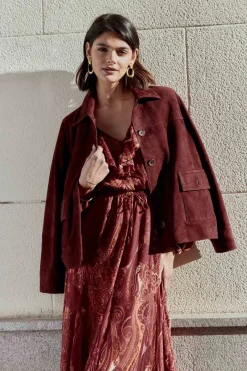 GRASSE Print Burgundy Dress