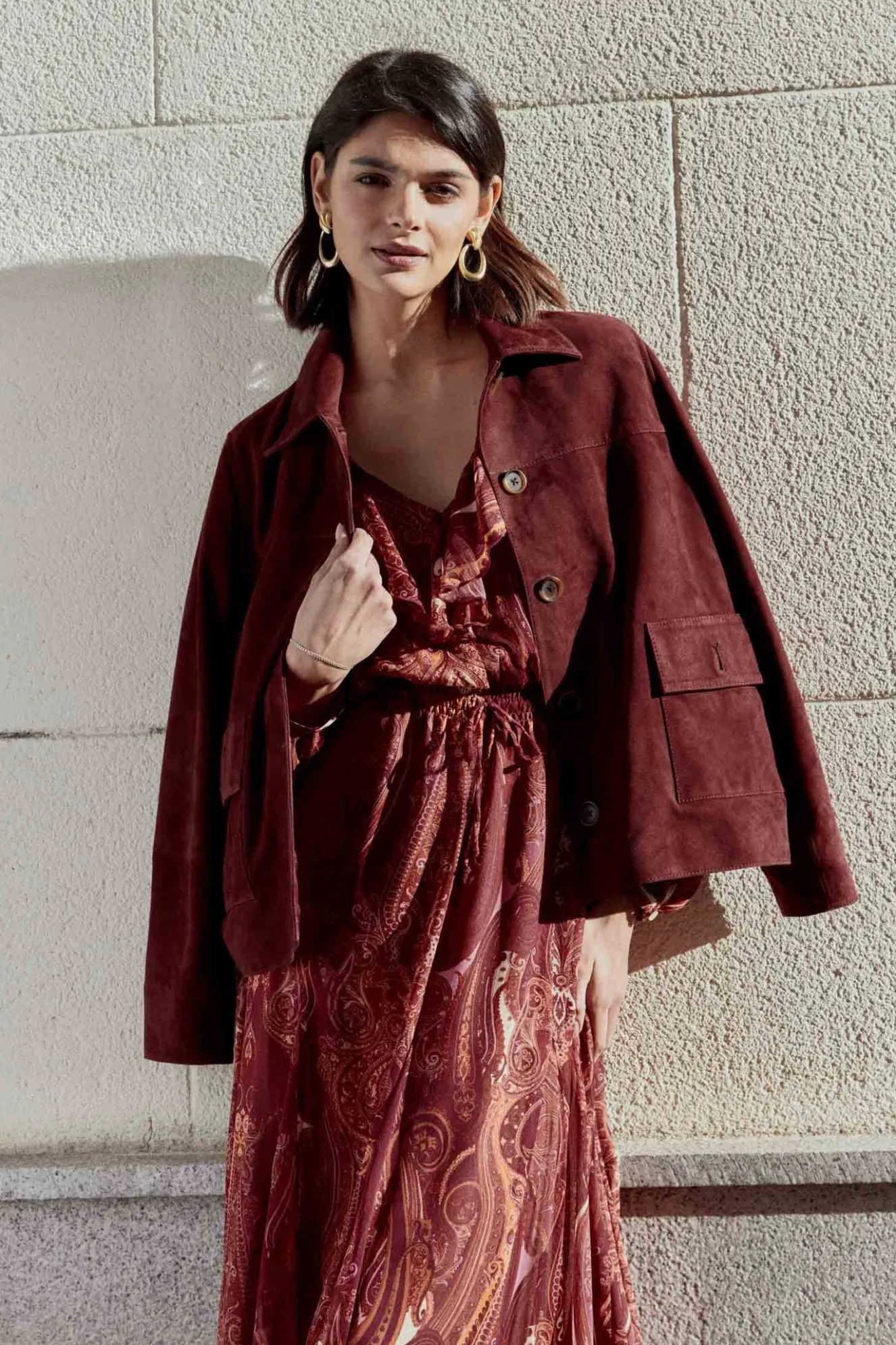 GRASSE Print Burgundy Dress