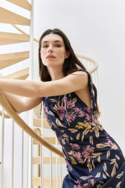 IRABU Print Navy Dress