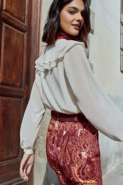 LONDON Print Burgundy Trousers