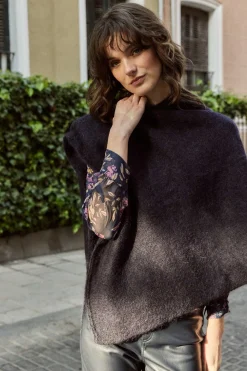 MOHAIR Dark Blue Poncho