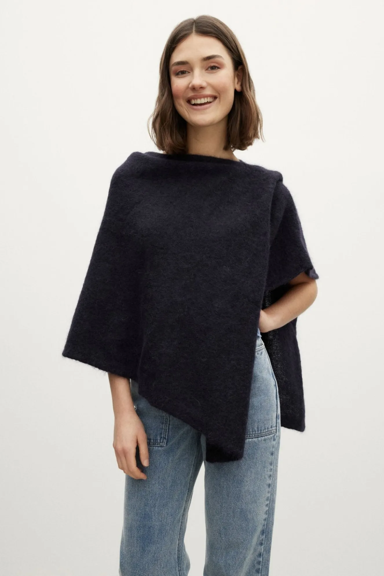 MOHAIR Dark Blue Poncho
