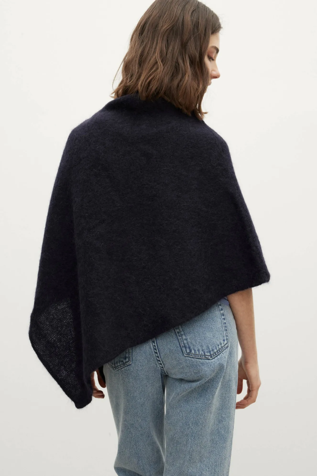 MOHAIR Dark Blue Poncho