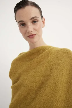 MOHAIR Olive Poncho for Women - BIMANI