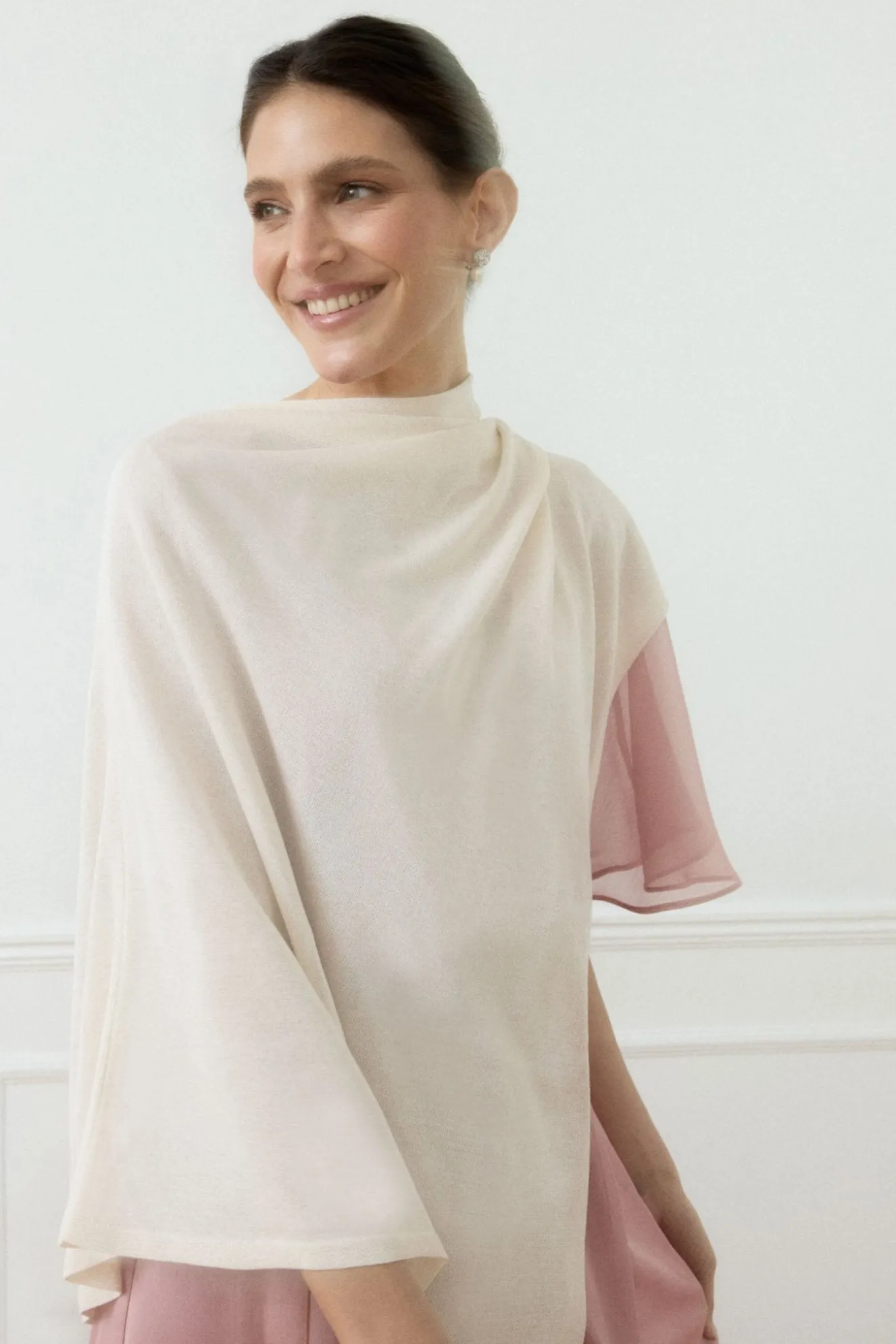 Nude Knitted Poncho for Women - BIMANI