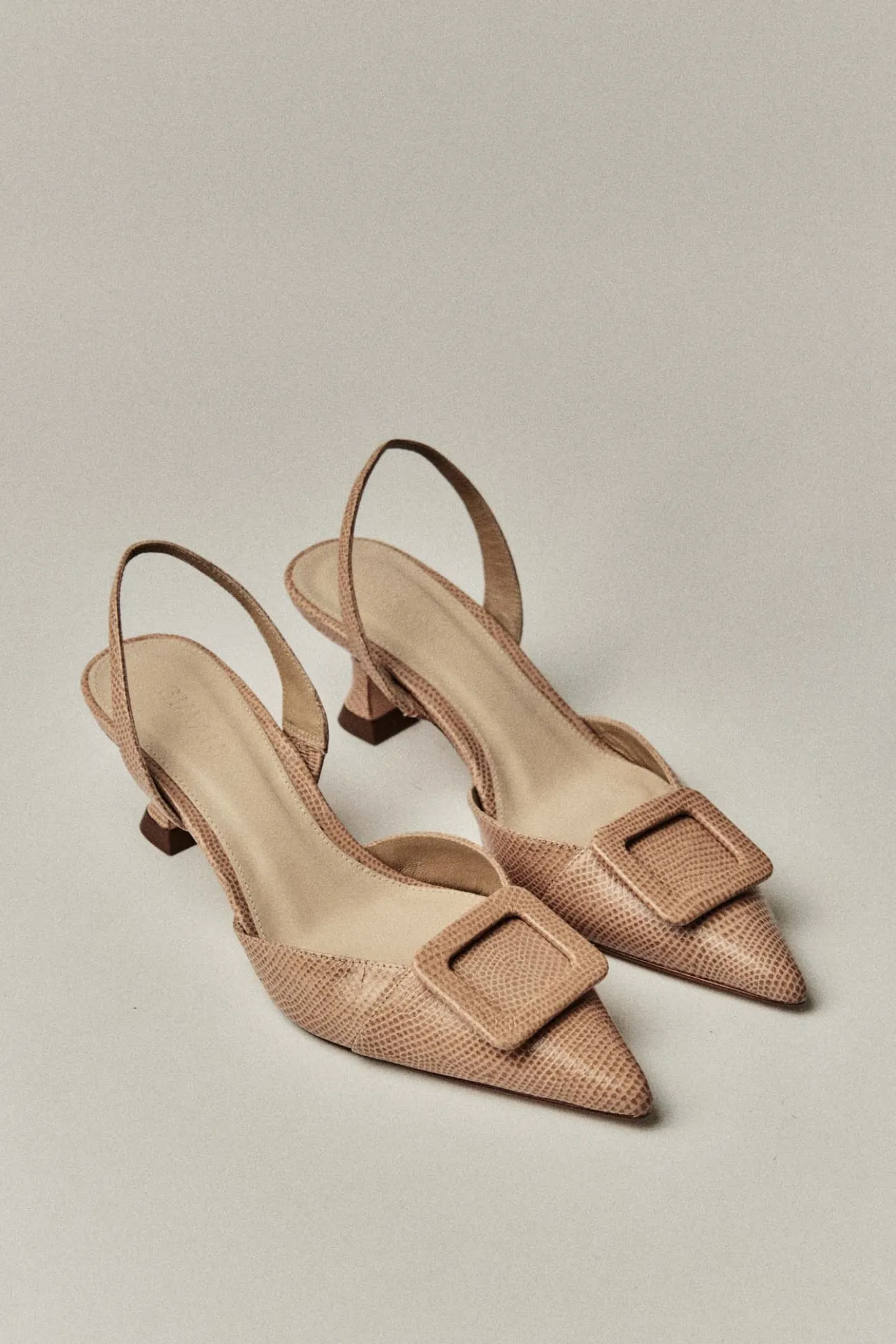 NURIA Petite Beige Leather Stiletto - BIMANI