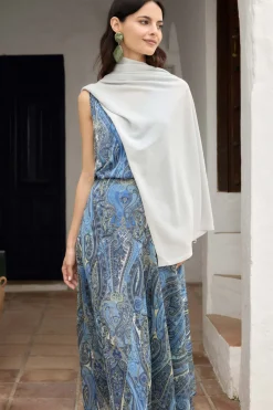 Silver Knitted Poncho for Women - BIMANI