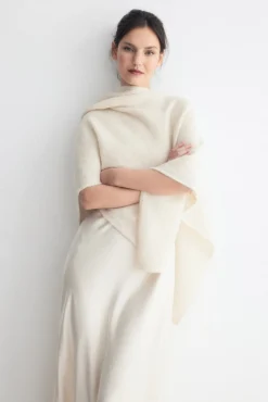 White MOHAIR Poncho for Women - BIMANI